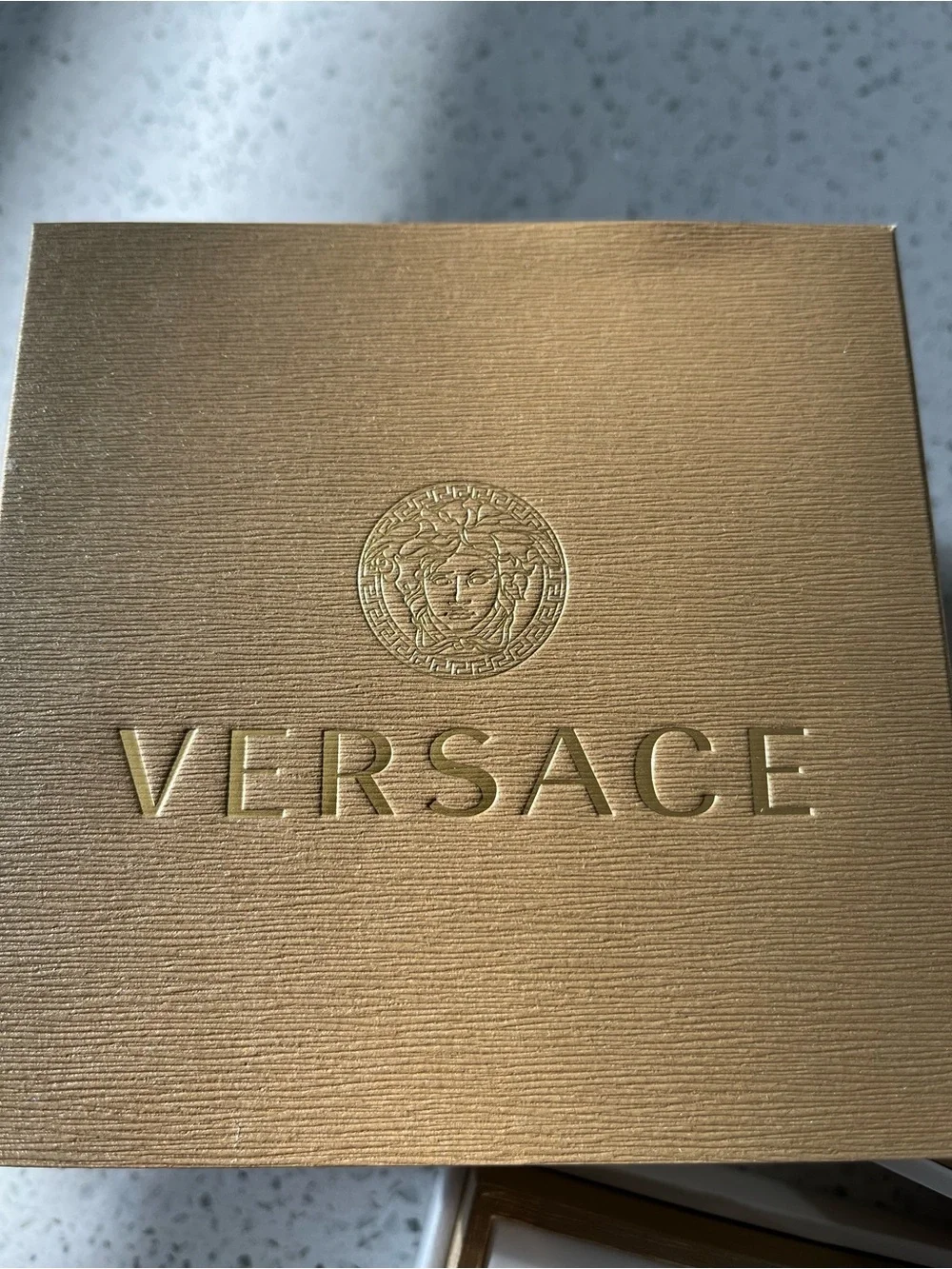 Versace Gold and Black Leather Men's Watch